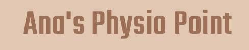 Ana's Physio Point Logo, brauner Text auf hellbraunem Hintergrund.