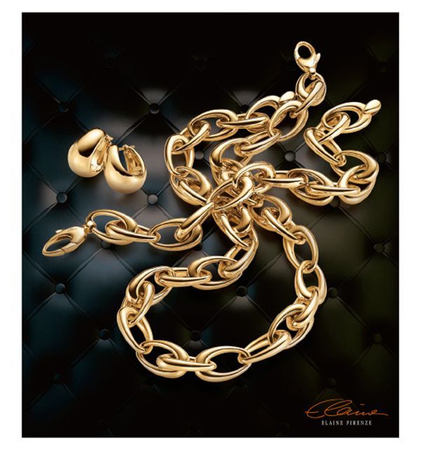 Goldene dicke Kette mit Ohrringe