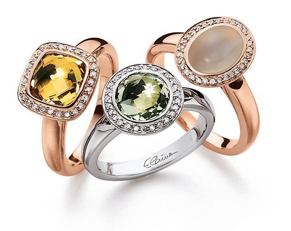 2 Ringe in Rosegold und ein Ring in Platin