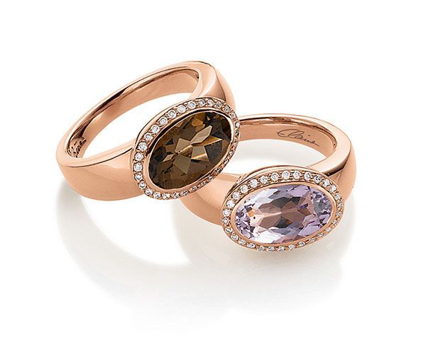 Ringe in Rosegold mit ein Großen Stein oben drauf