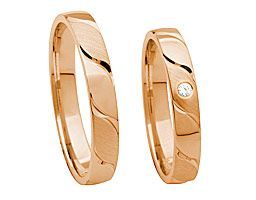 Rosegold mit wellenlinien und stein schmal