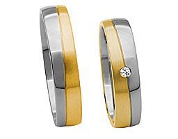 halb silberring, halb goldring schräg mit Stein