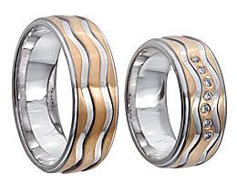 Rose und Silber gewellt gestreifter ring mit Steinen