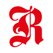 Logo Burg Reichenstein: Roter, verzierter Buchstabe R im gotischen Stil auf weißem Hintergrund