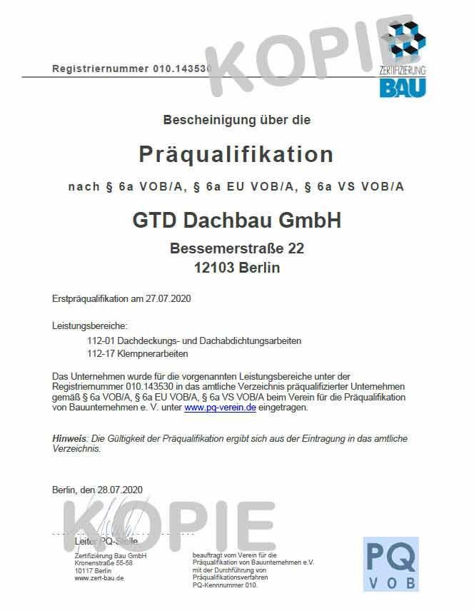 Eine unterschriebene Urkunde aus Berlin.