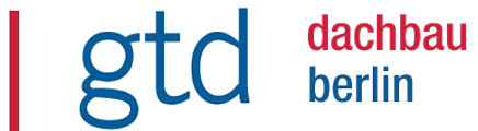 Ein blau-rotes Logo für gtd dachbau berlin