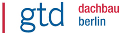 Ein blau-rotes Logo für gtd dachbau berlin