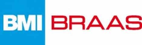 Das BMI-Braas-Logo befindet sich auf einem blau-weißen Hintergrund
