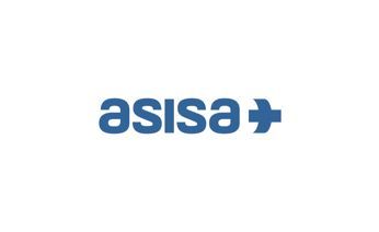 Logotipo de ASISA con texto azul y signo más.