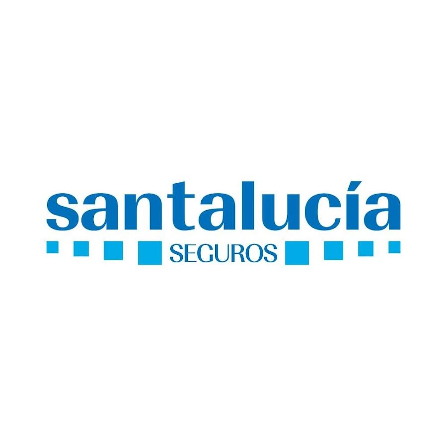 Logotipo de Santalucía Seguros con texto y cuadrados en azul.