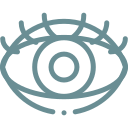 Un dibujo lineal de un ojo con un círculo en el medio.