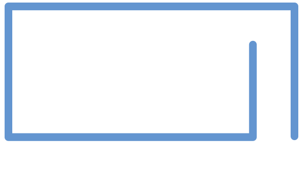 Blue U-shaped line icon on white background, resembling an open rectangular frame