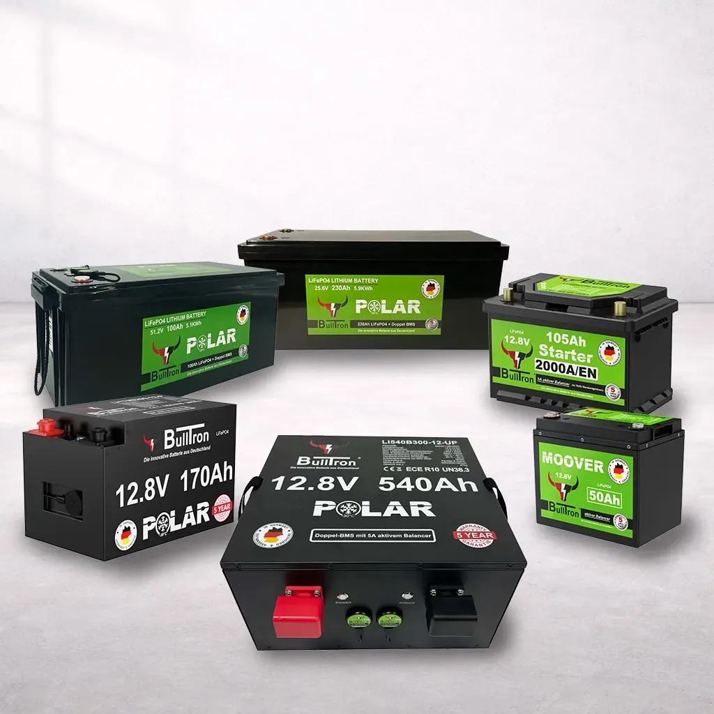 Bulltron Lithium-Batterien Übersicht – Versorgerbatterien in 12,8 V, 25,6 V und 51,2 V sowie Starter- und Moverbatterien für autarke Stromversorgung