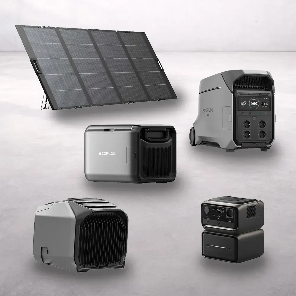 EcoFlow DELTA und RIVER Powerstations mit Solarmodul, WAVE Klimaanlage und GLACIER Kühlbox