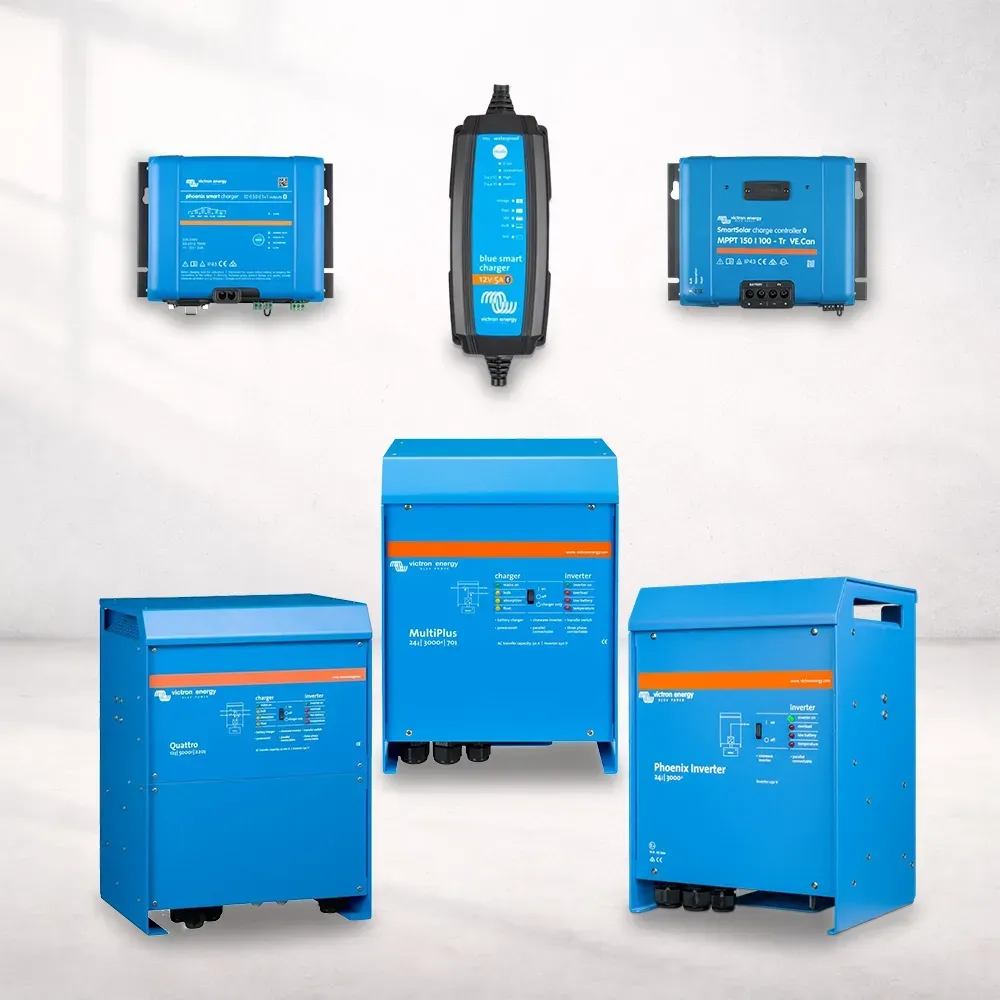 Victron Energy Wechselrichter, MultiPlus Kombigerät sowie Ladegeräte und Solarregler für mobile Energiesysteme