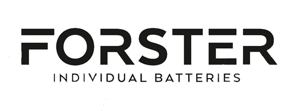 Logo der Firma FORSTER, darunter in kleinerer Schrift „INDIVIDUAL BATTERIES“.