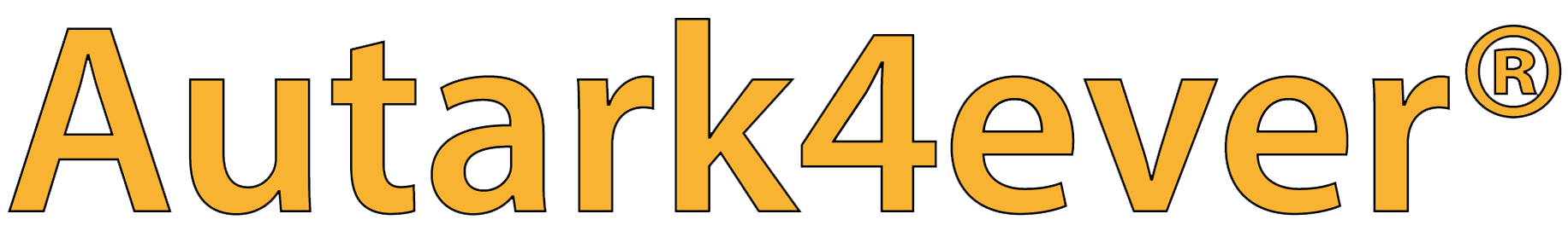 Autark4ever in goldenen Buchstaben mit eingetragenem Markensymbol.