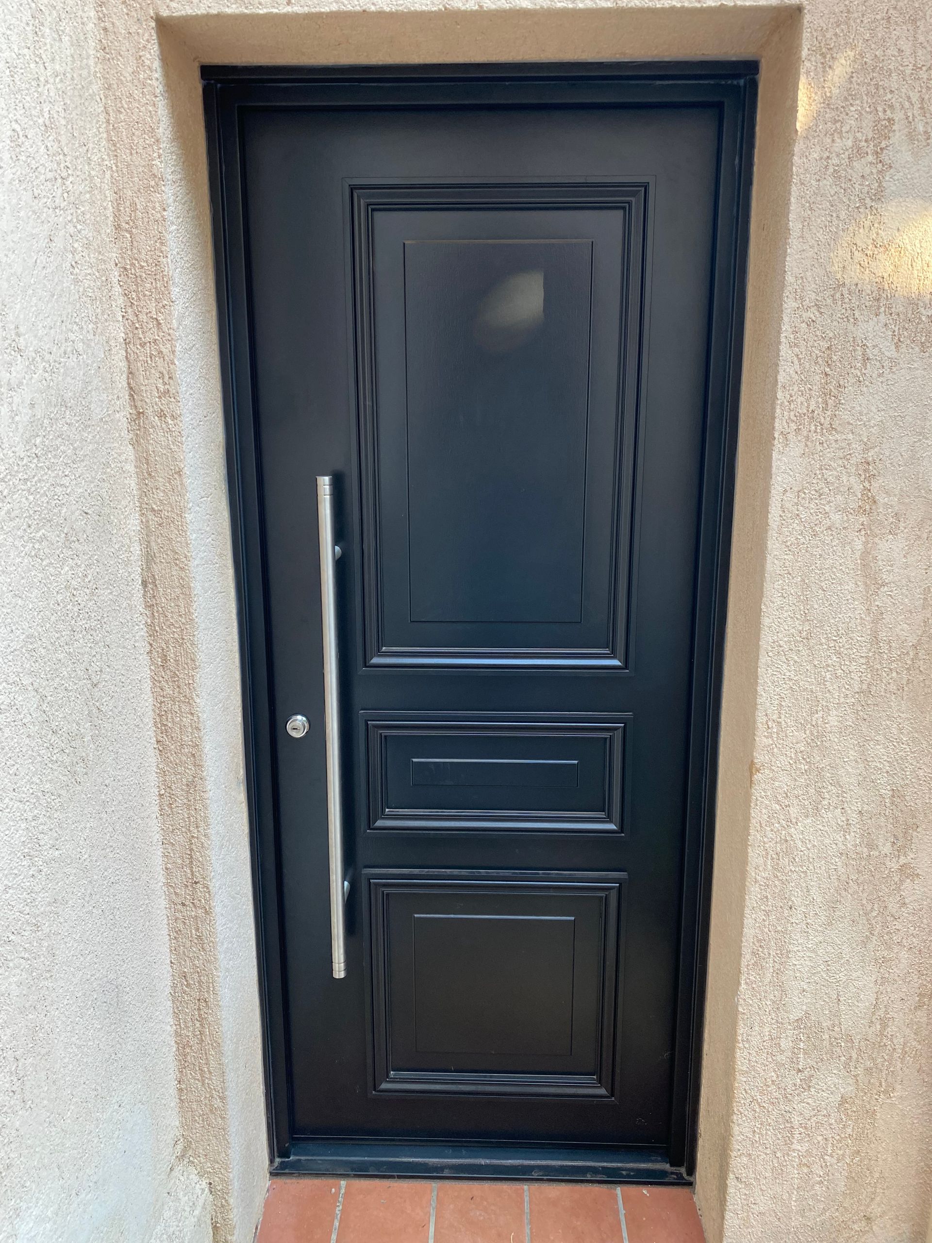 Porte d’entrée noir avec acier