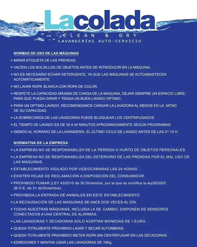 Un folleto para los lavaderos de ropa limpia y seca de Lacolada.