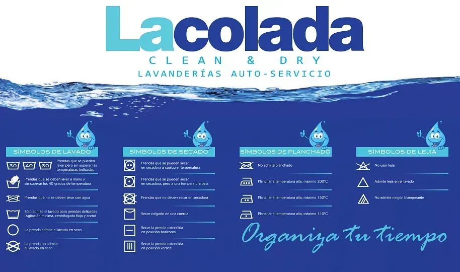 Un cartel azul para lacolada limpia y seca
