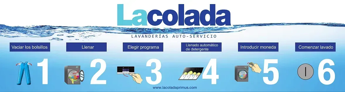 Un fondo azul con las palabras la colada.