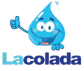 Una gota de agua de dibujos animados dando un pulgar hacia arriba para LaColada