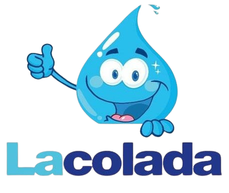 Una gota de agua de dibujos animados dando un pulgar hacia arriba para LaColada