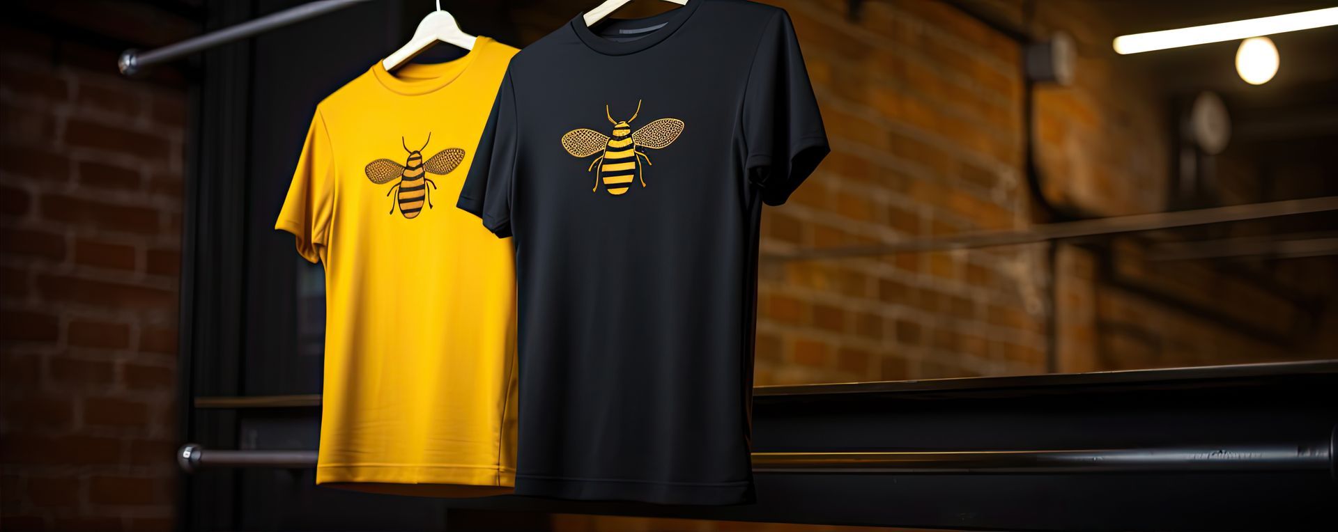 tee-shirts jaune et noir avec un design d'abeille