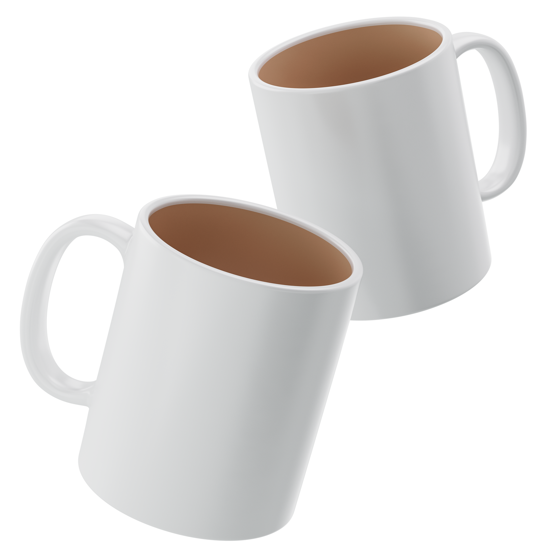 set de 2 tasses blanches sur fond transparent