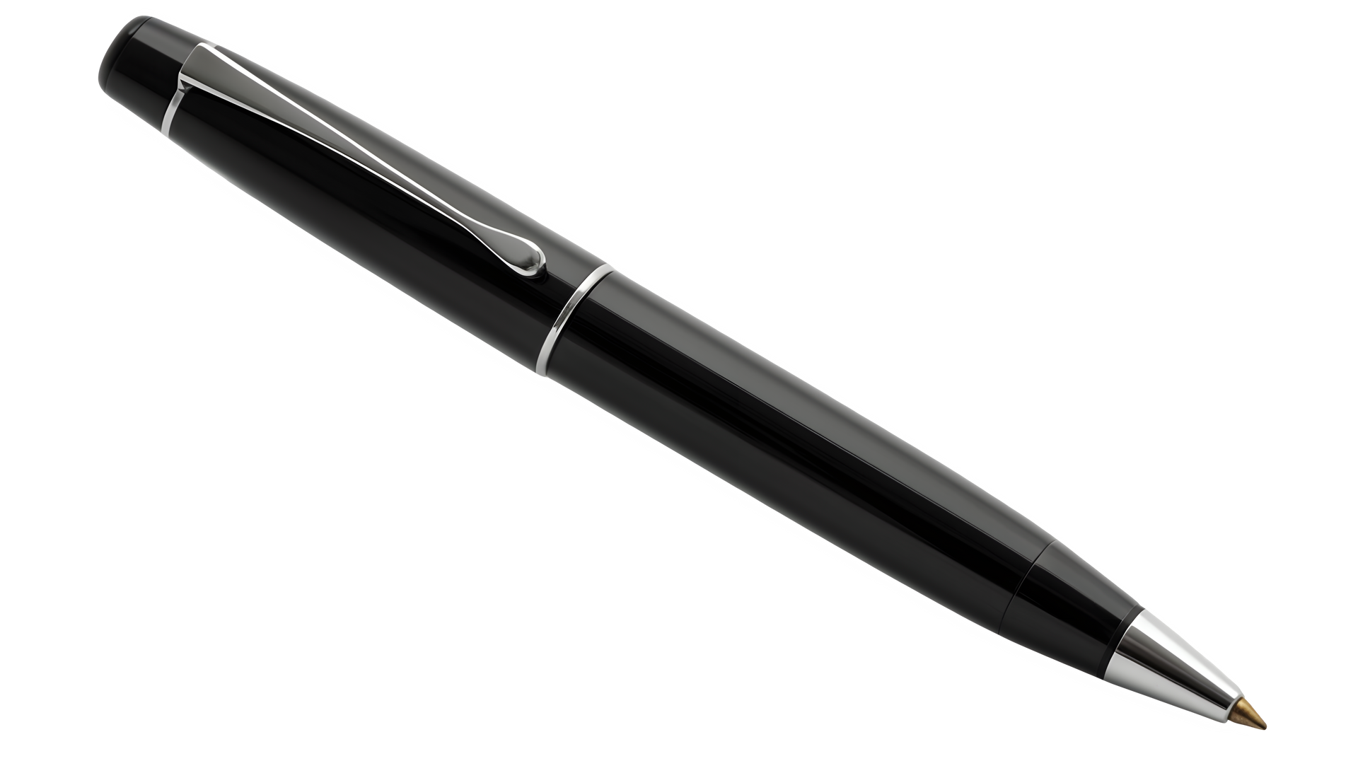 stylo noir luxueux sur fond transparent