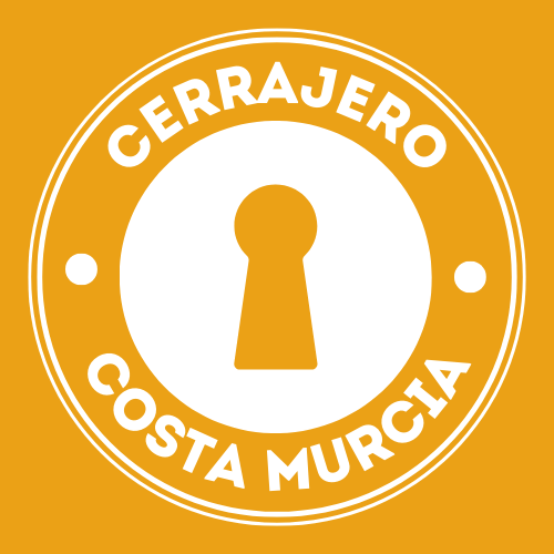Un logotipo para cerrajero costa murcia con una cerradura en el centro.