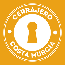 Un logotipo para cerrajero costa murcia con una cerradura en el centro.