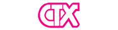 Un logotipo ctx rosa sobre un fondo blanco.
