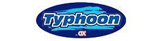 El logotipo de Typhoon es un óvalo azul con un tigre encima.
