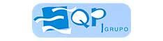 Un logotipo azul y blanco para una empresa llamada eqp grupo