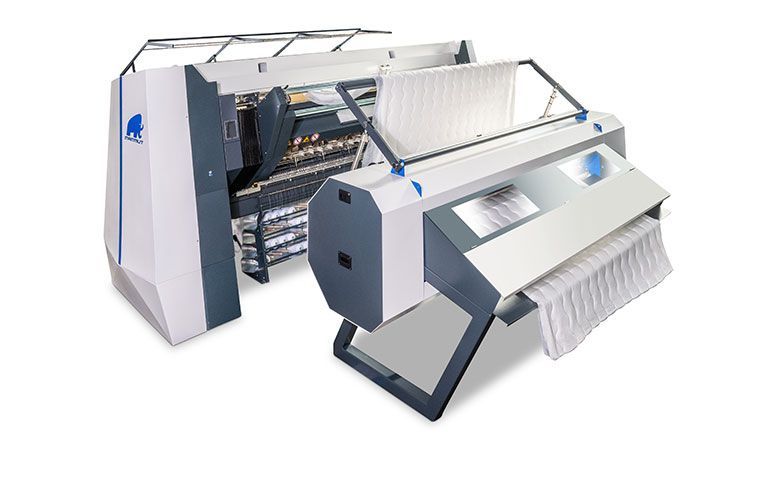 Eine blau-weiße Maschine mit den Buchstaben eee darauf