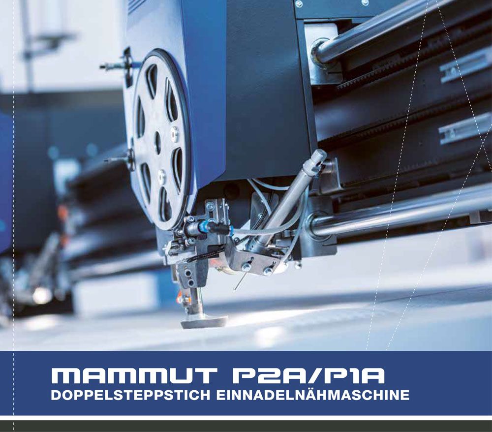 Eine Broschüre zur Doppelsteppstich-Einnadelnahmaschine Mammut P2A / P1A