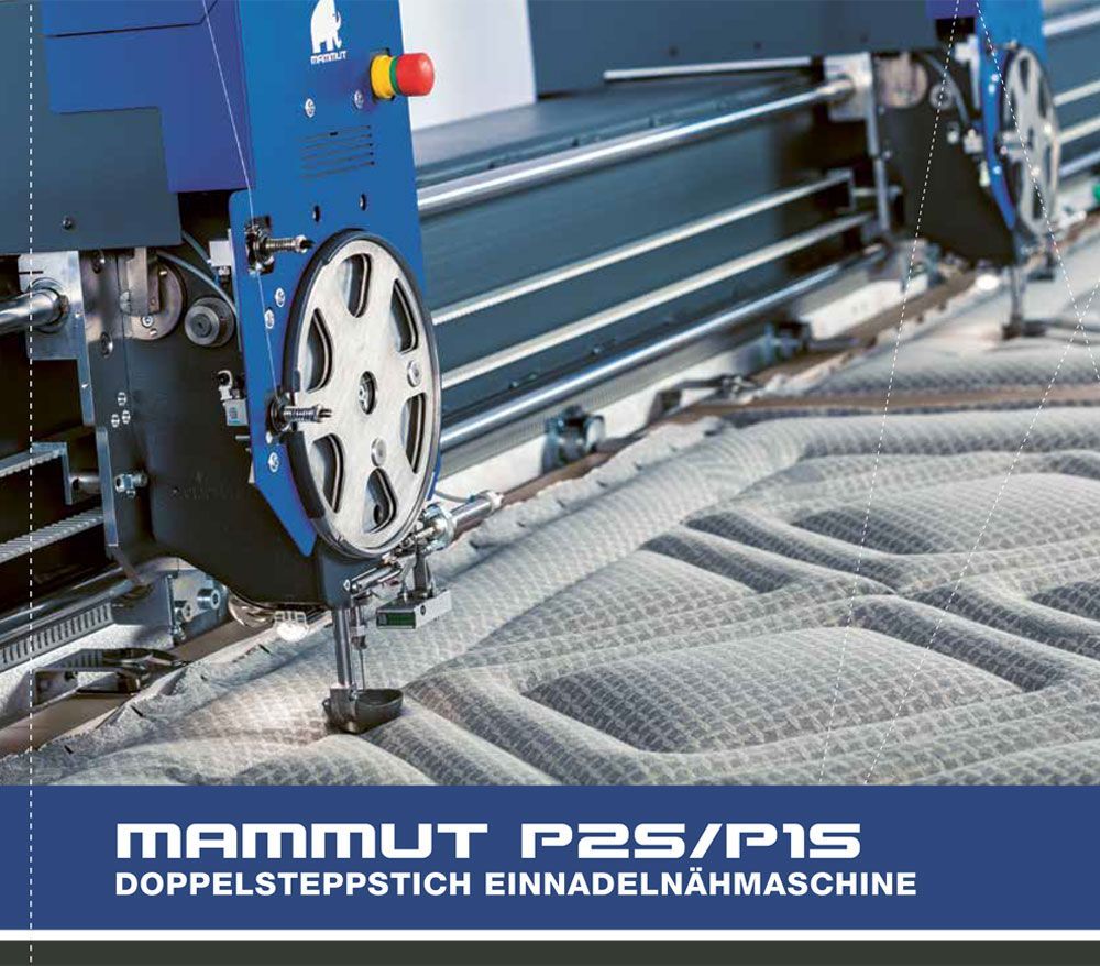 Eine Broschüre zur Mammut P25 / P15 Doppelsteppstich-Einnadel-Nähmaschine