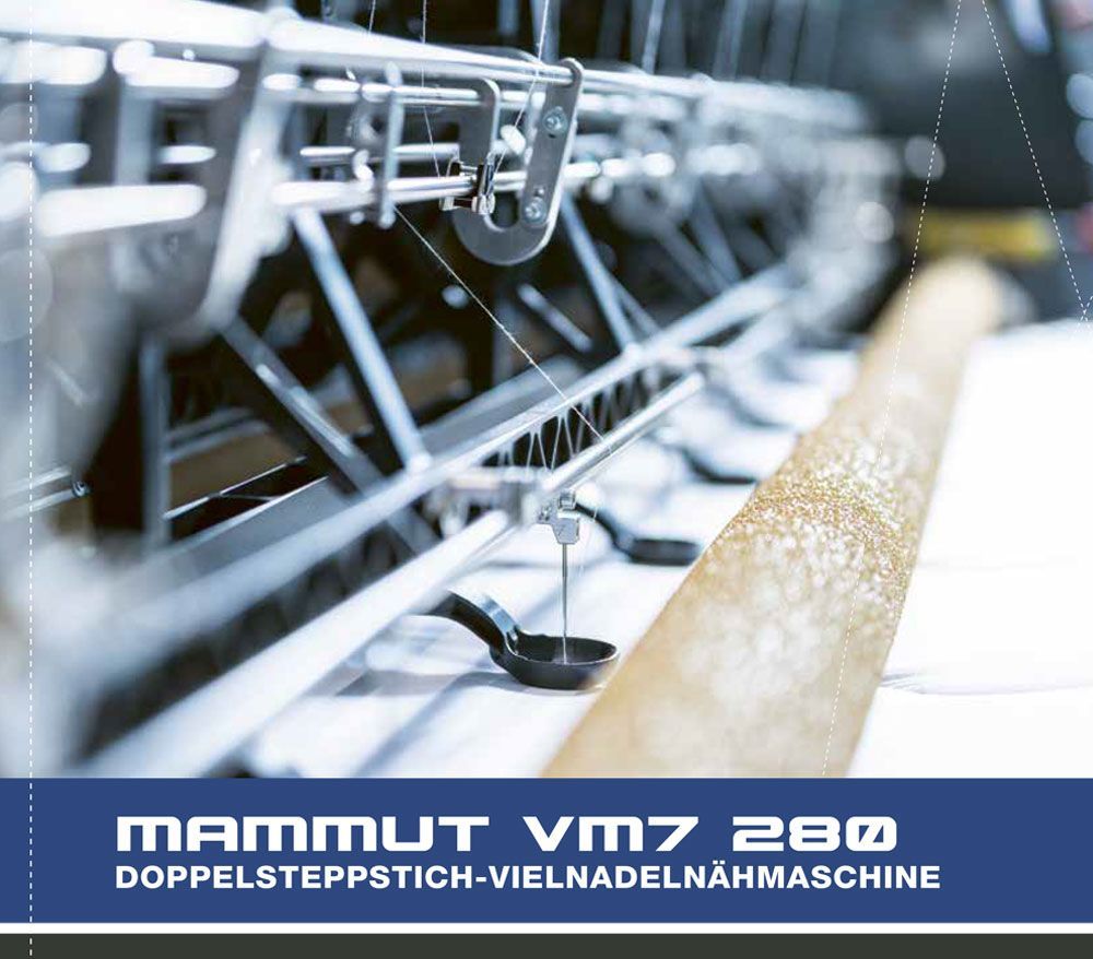 An advertisement for mammut vm 7 280 doppelsteppstich-vielnadelnahmaschine