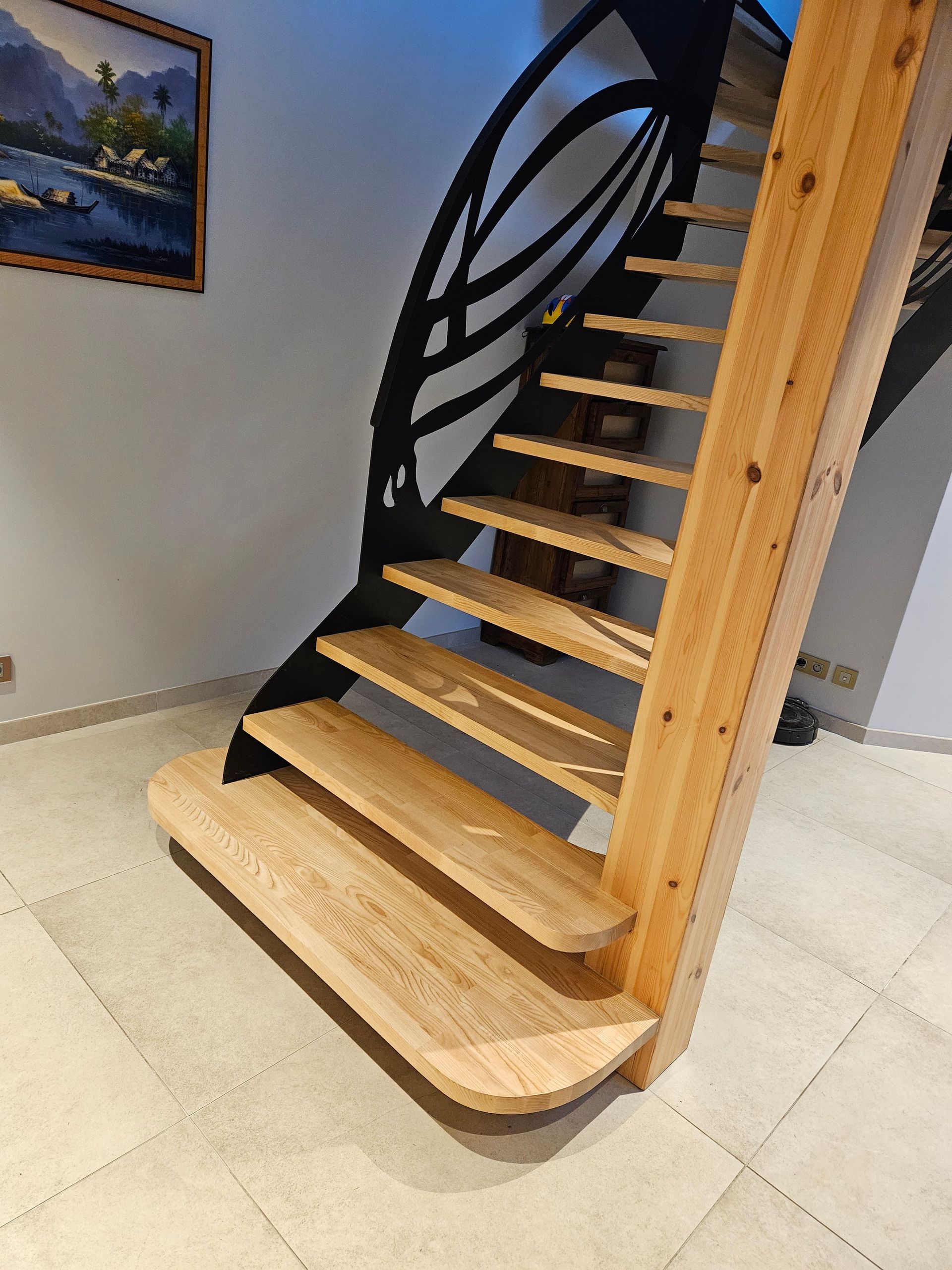 Escalier en bois et métal