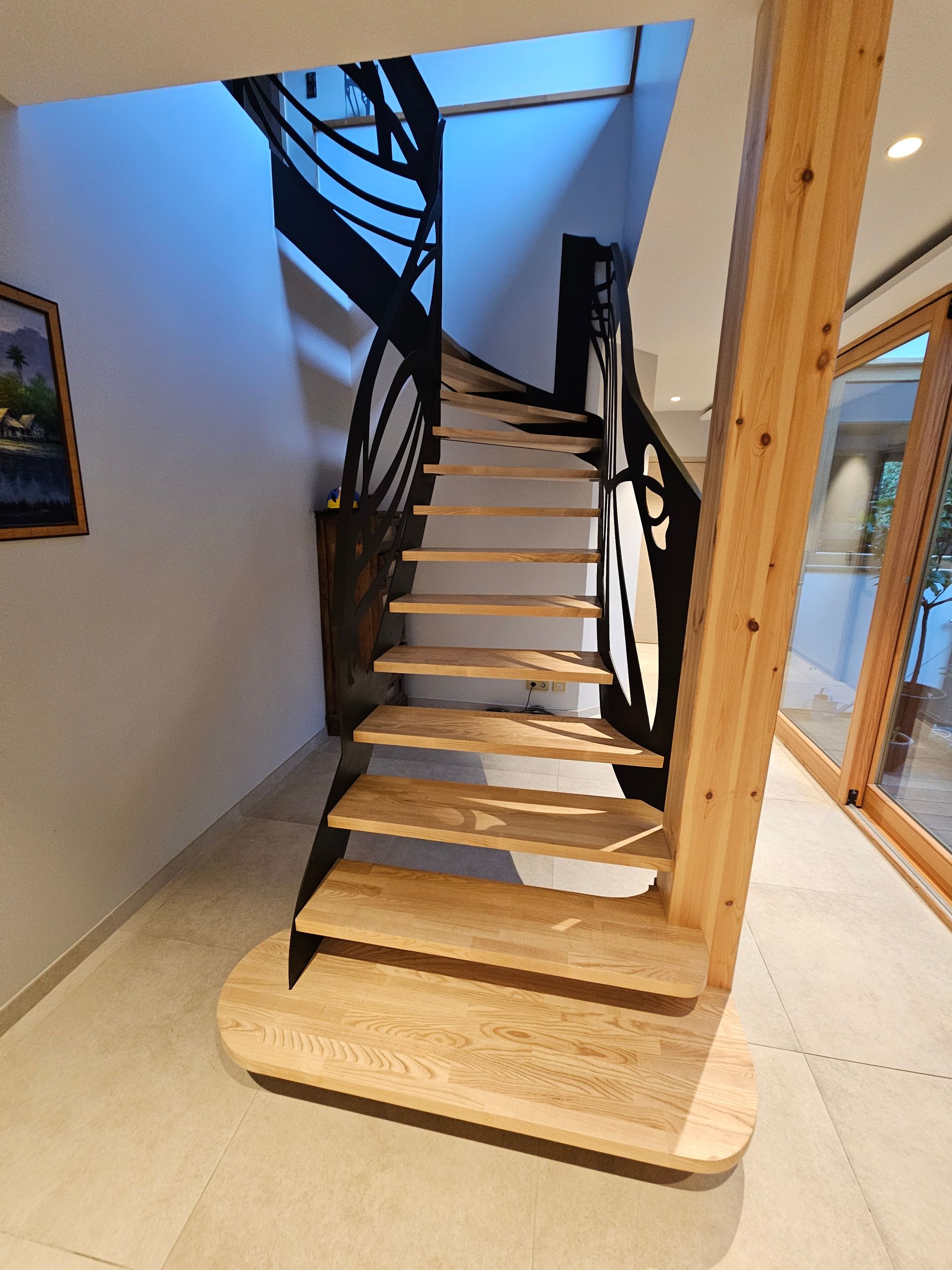 Création d'un escalier en bois et métal