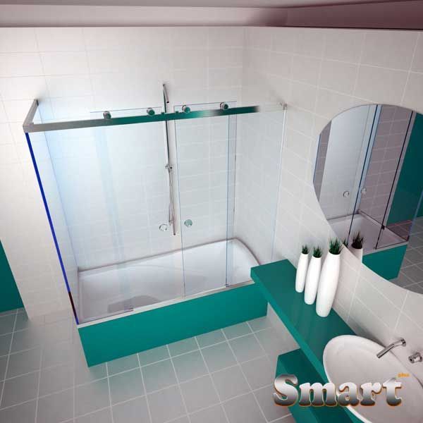 Καμπίνα μπάνιου δίφυλλη συρόμενη με 3 σταθερά