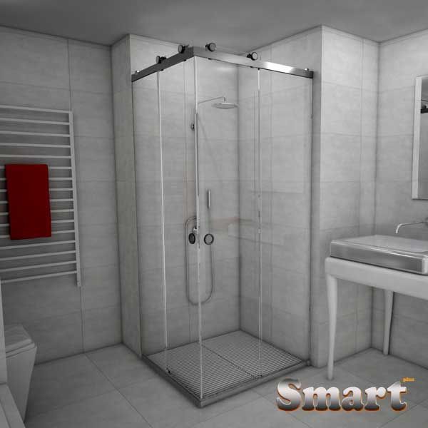 Καμπίνα μπάνιου δίφυλλη συρόμενη γωνιακή