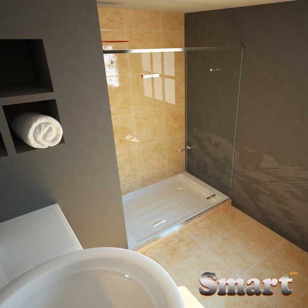 Καμπίνα μπάνιου δίφυλλη με δύο σταθερά