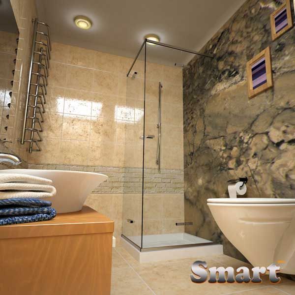 Καμπίνα μπάνιου δίφυλλη γωνιακή με δύο σταθερά