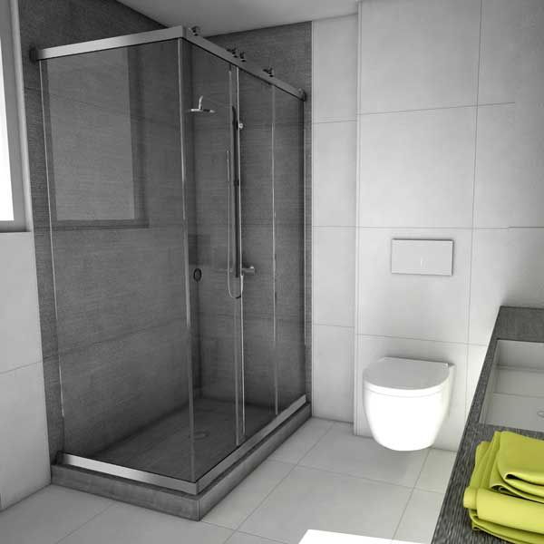 Καμπίνα μπάνιου δίφυλλη παρασυρόμενη