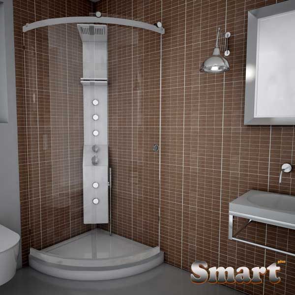 Καμπίνα μπάνιου μονόφυλλη κουρμπαριστή με ένα σταθερό