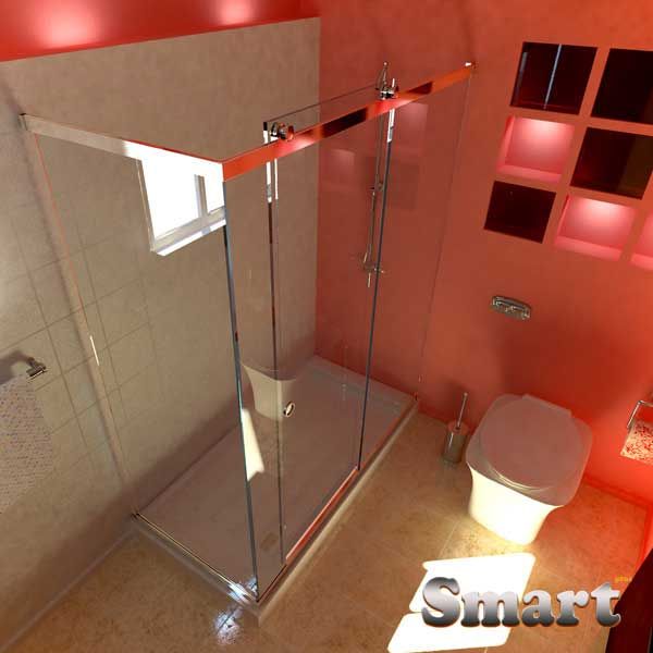 Καμπίνα μπάνιου μονόφυλλη συρόμενη με 3 σταθερά