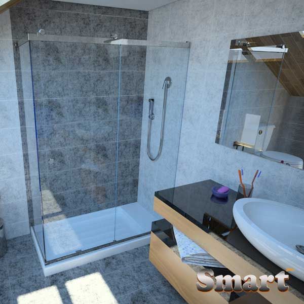 Καμπίνα μπάνιου μονόφυλλη συρόμενη γωνιακή