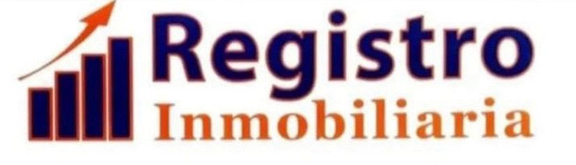 Logotipo con el texto “Registro Inmobiliaria” y un gráfico ascendente con una flecha.